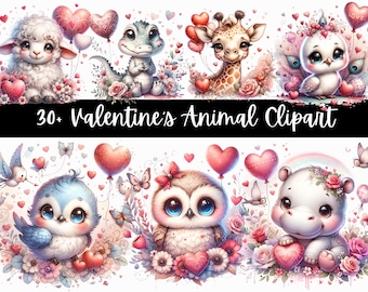 Valentine's Day Animal Clipart Bundle: Highland Cow PNG (Digital Download)
