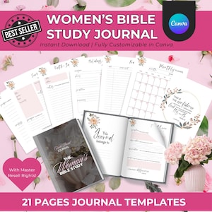 Women&#39;s Bible Study Journal PLR MRR, Prayer Journal, Devotional Journal, Faith Journal for Women, Private Label Rights, Master Resell Rights