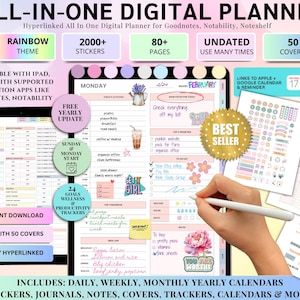 All-in-One Digital Planner 2025, 2026, 2027, Digital Planner, Digital Goodnotes Template, Digital Journal, Weekly, Daily Planner, Notability