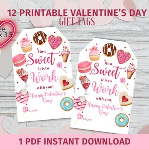 Printable Sweet Treat Gift Tag - Valentine&#39;s Day Classroom Favor - Candy Bag Tag - Instant Download - Co-worker Valentine gift tag