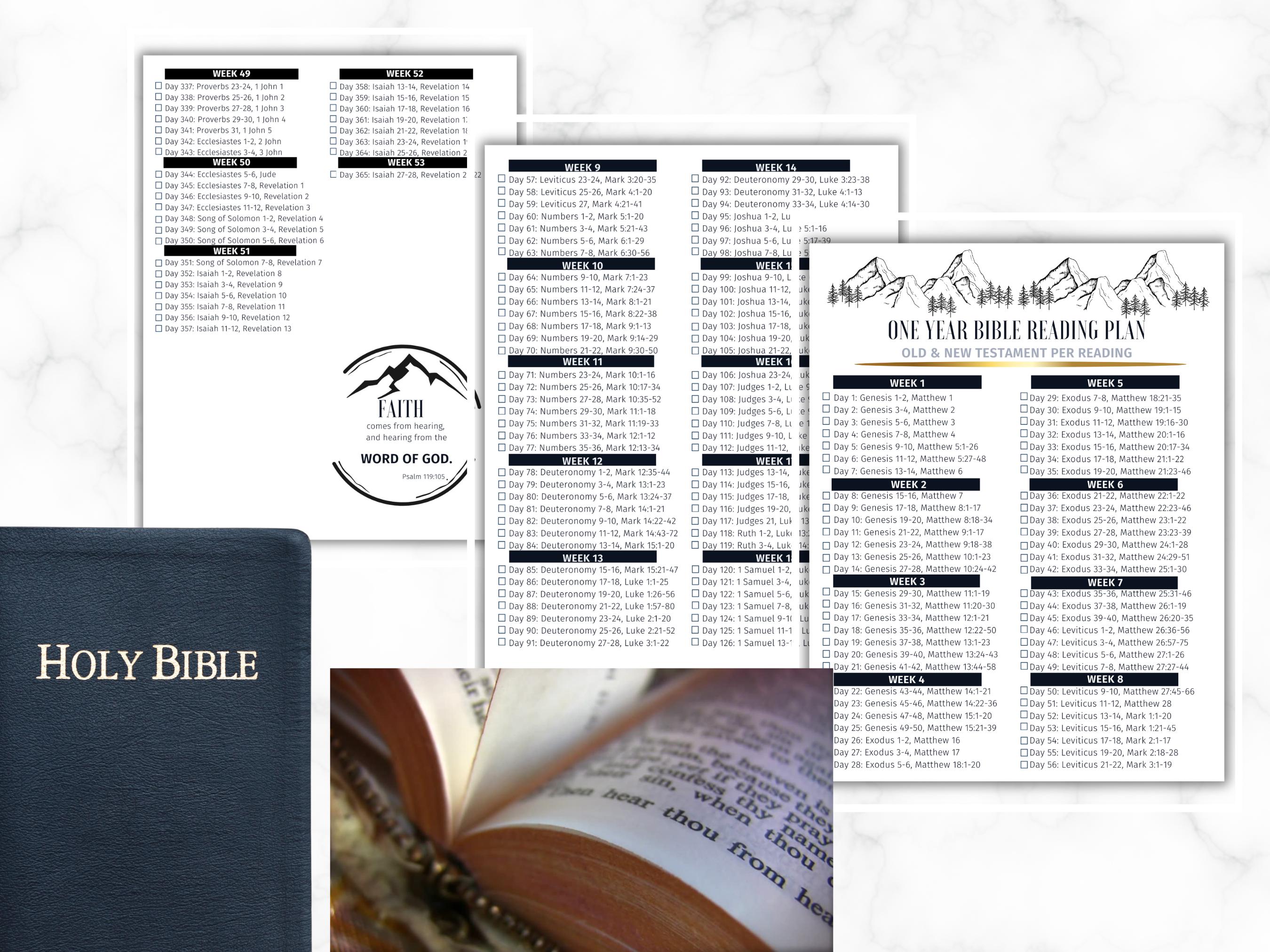 Chronological Bible Reading Plan: 365-day Printable Tracker (digital ...