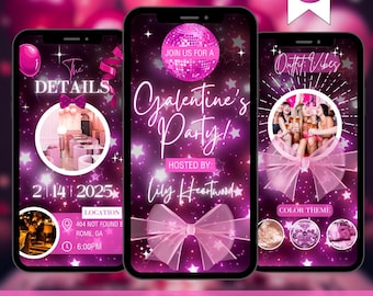 Uitnodiging voor het feest van Galentine: bewerkbare sjabloon Pink Girls Night (digitale download)