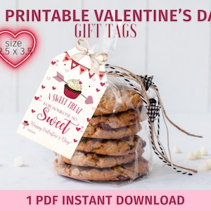 Printable Sweet Treat Gift Tag - Valentine&#39;s Day Classroom Favor - Candy Bag Tag - Instant Download - Valentine&#39;s Day Gift Tag