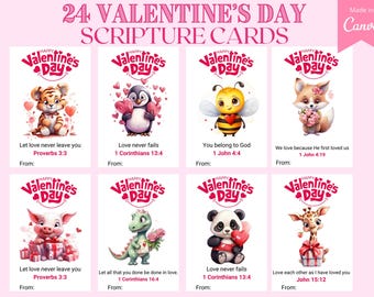 Tarjetas de San Valentín con versículos bíblicos para niños / Tarjetas de San Valentín con las Escrituras (imprimibles)