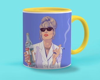 Mug Patsy Stone Mug bicolore - 11 oz - Vive ma chérie ! Mug amusant en céramique avec anse jaune et intérieur - Idée cadeau amusante - Gay Icon, meilleur ami