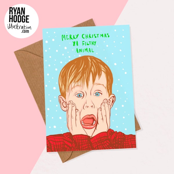 Home Alone Themed Christmas Card - A6 Christmas Card - Macaulay Culkin - Where's Kevin McAllister - Xmas Jumper - kid funny humour nostalgia