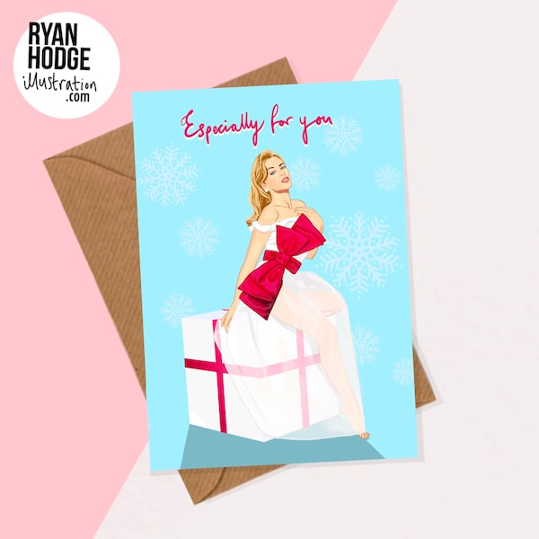 Kylie Minogue Christmas card - Especially for you - Xmas greeting card - Festive seasons Pop Princess - Can't get you out of my sled