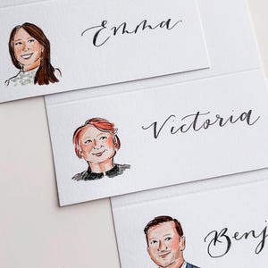 Personalised portrait place cards // unique wedding table decor, wedding place setting, bridal party portrait, wedding favours, Christmas