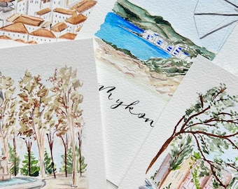 Wedding table name location signs // hand painted bespoke wedding cards, alternative table numbers, location, travel themed seating plan