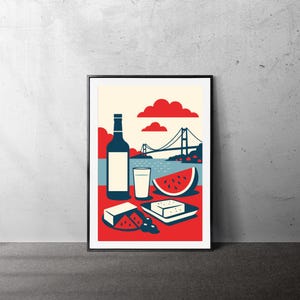 Impression d&#39;Istanbul Rakı Night : art turc du pont du Bosphore (téléchargement numérique)