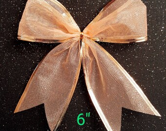 Bows for Christmas.....6" Med Peachy gold....set of 4