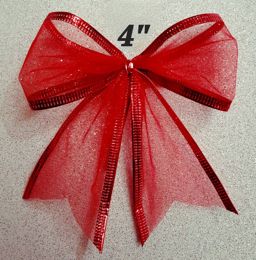 Bows for Christmas Tree...small Red Sheer Sparkle Set of 10 Etsy