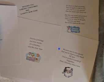 10 x A4 (to fit A5) Christmas Card Pre-printed Inserts/Verses - 80gsm Paper White