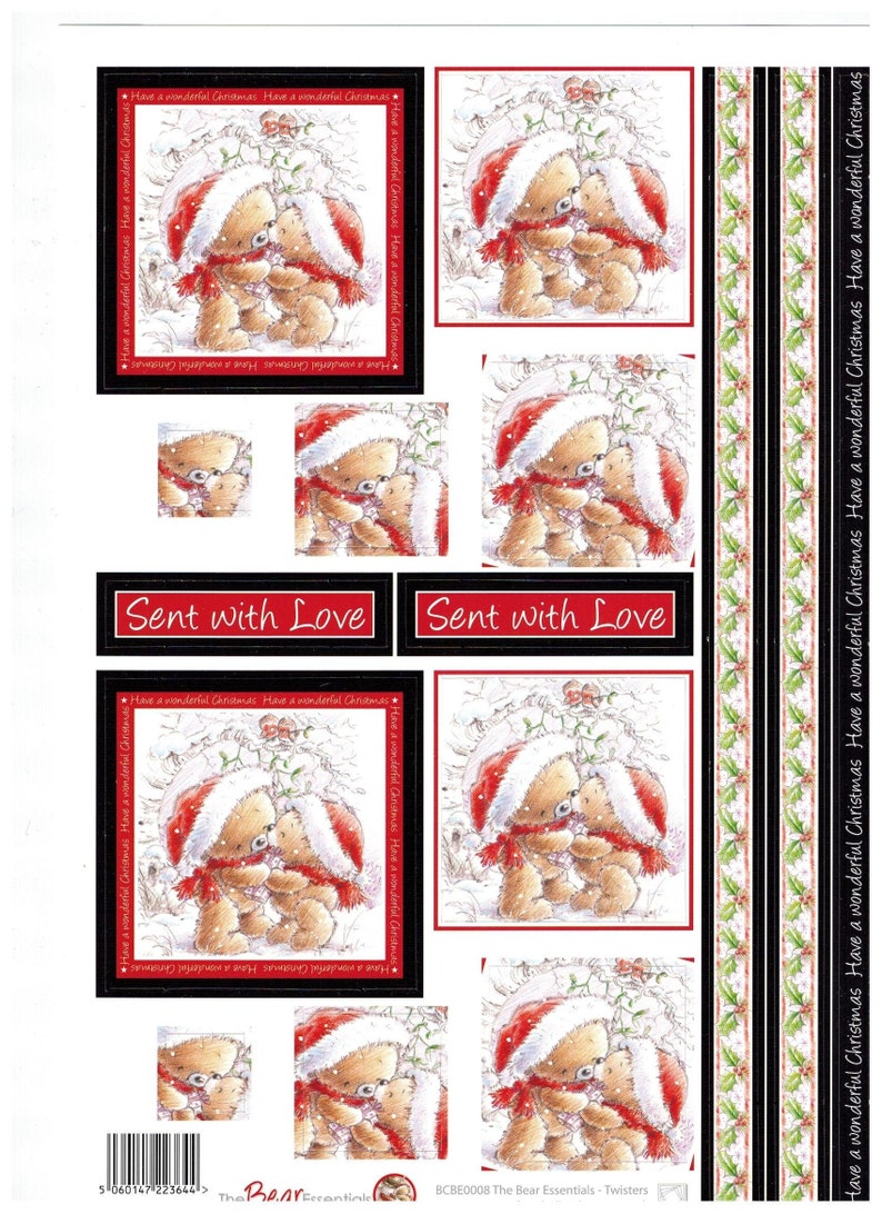 Christmas Bear Essentials Twisters Ref 406 SENT WITH LOVE Buzzcraft Die Cut
