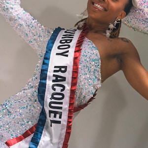 Cowboy Carter Inspired Sash, Red White Blue Sash, Song Titles, Personalized, Halloween Costume, Cowboy Concert Sash, Rodeo Sash