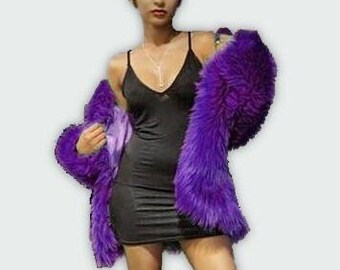 purple coat with fur hood