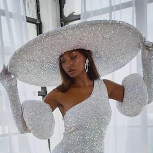 Sombrero de ala ancha "Starlight" - Envío gratuito - Perfecto para sesiones de fotos de maternidad, bodas y moda, ¡un espectáculo!