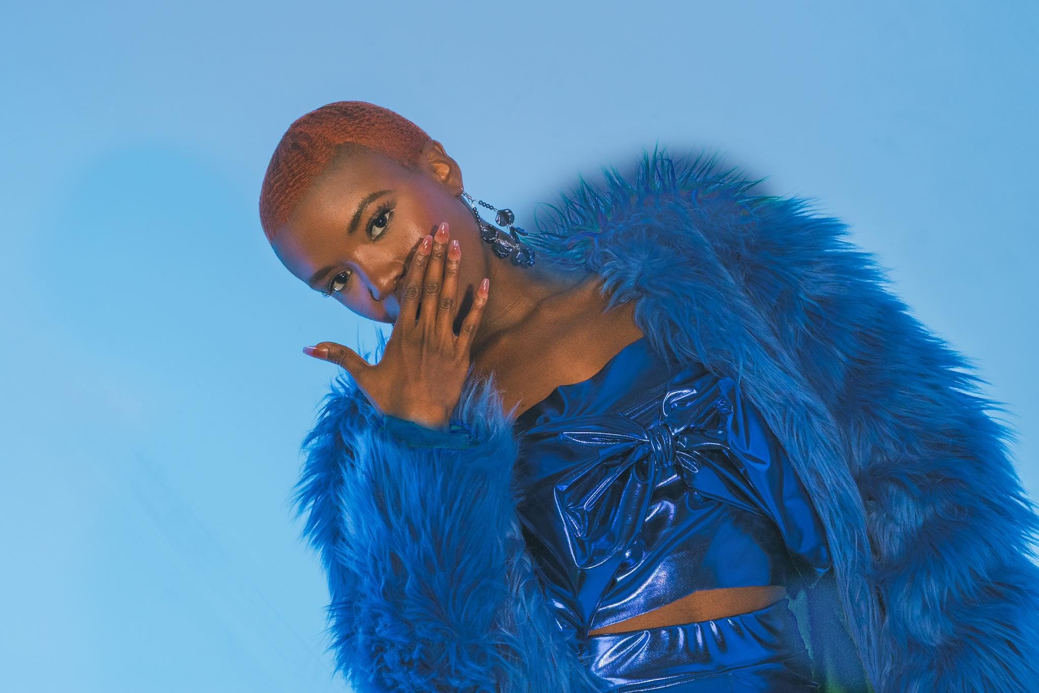 ブルーフェイクファーコートジャケット - Etsy 日本