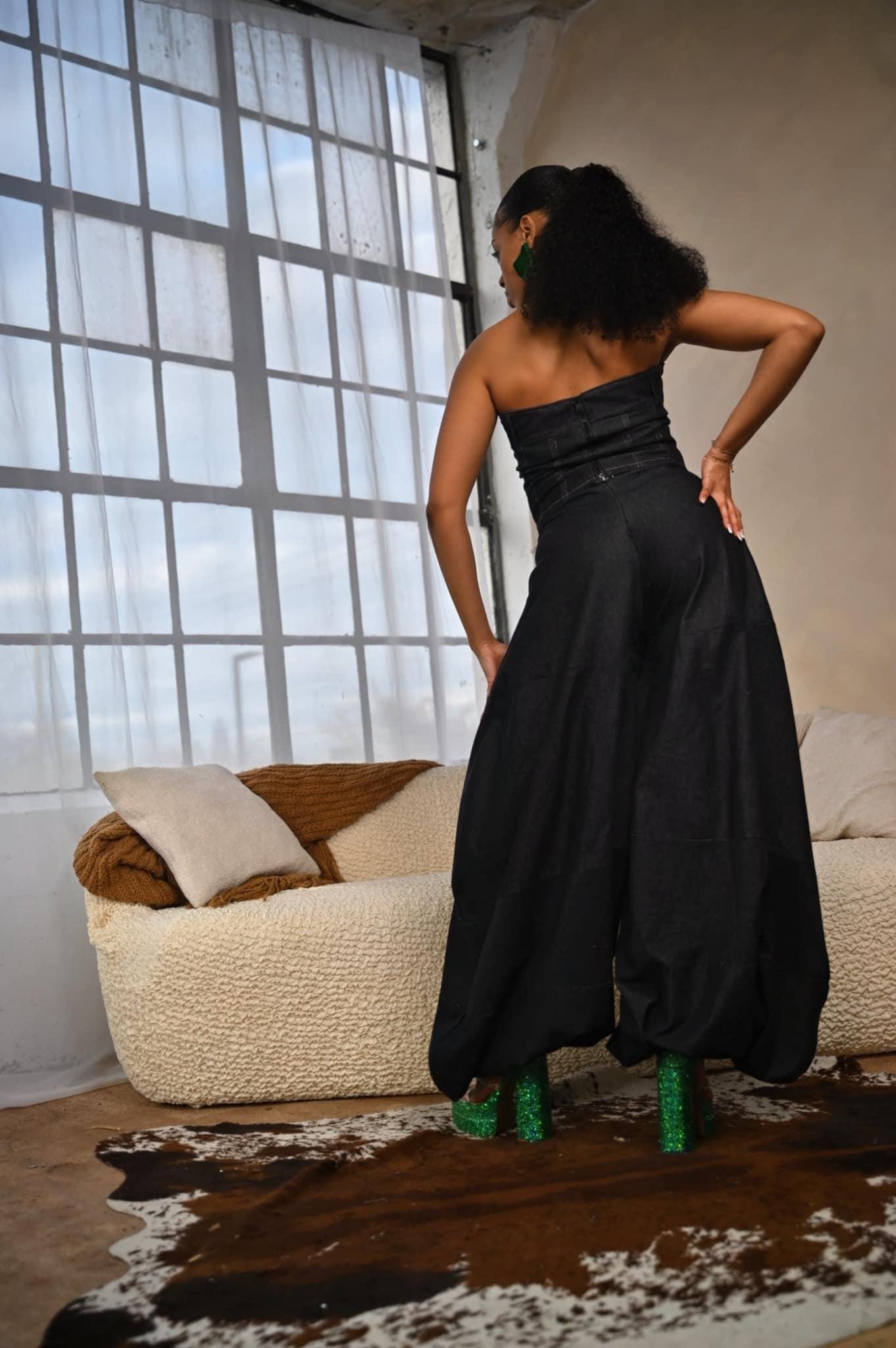Oversized Dramatic Panel Balloon Pants & Corset Top, Denim on Denim Two ...