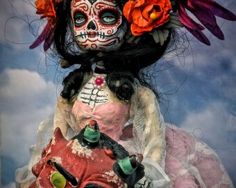 Dia De Los Muertos Girl with Devil Head PRINT #413 from Artwork by Michael Brown