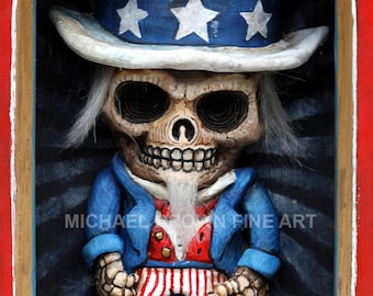 Dia De Los Muertos Uncle Sam Bones PRINT #287 from Artwork by Michael Brown