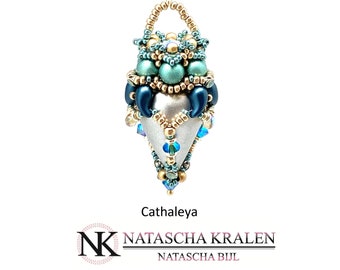 Tutorial for beadwoven pendant 'Cathaleya' - PDF beading pattern - DIY