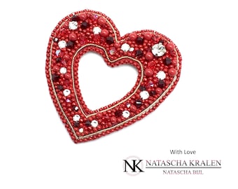 Tutorial for bead embroidery pendant / Brooch 'With Love' - PDF beading pattern - DIY