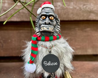 Hand sculpted Christmas Yeti Sasquatch Bigfoot  Nutcracker Believe