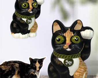 Custom Hand Painted Maneki Neko Lucky Cat of your kitty!!!