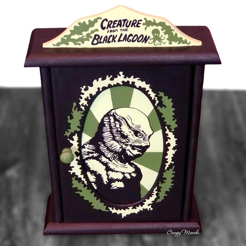 Hand Painted shops Creature From The Black Lagoon Wood Cabinet