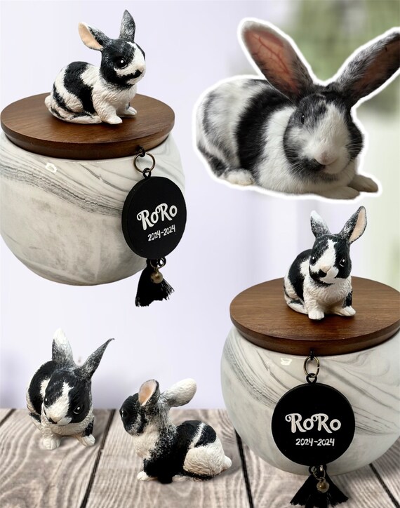 CUSTOM Hand Painted Bunny Rabbit With Thick Ceramic Urn trinket Vessel Etsy