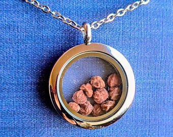 Micro Oklahoma Rose Rock Floating Locket Suede Necklace
