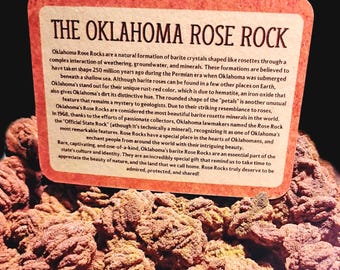 Oklahoma Barite Rose Rock Info Card by Red Dirt Roses