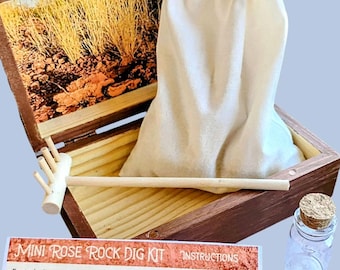 Mini Oklahoma Barite Rose Rock Dig Kit With Keepsake Box