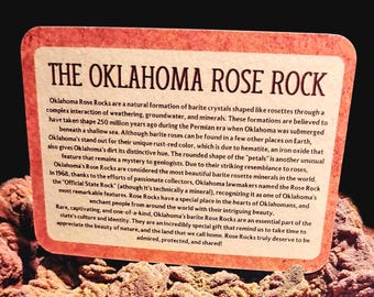 Oklahoma Barite Rose Rock Info Card by Red Dirt Roses