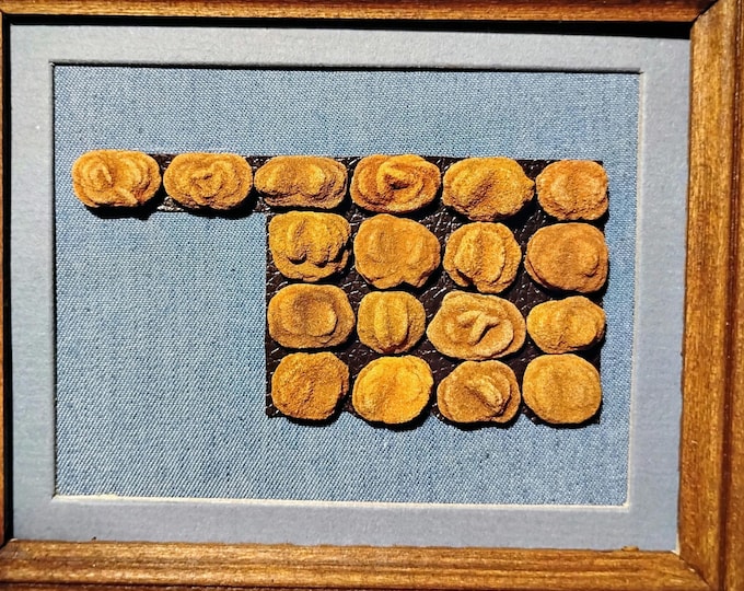 Oklahoma Barite Rose Rock Wood Framed Oklahoma State Decor