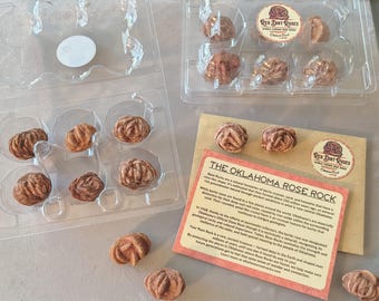 Oklahoma Rose Rocks: Carton of 6 Natural Barite Rosette Minerals