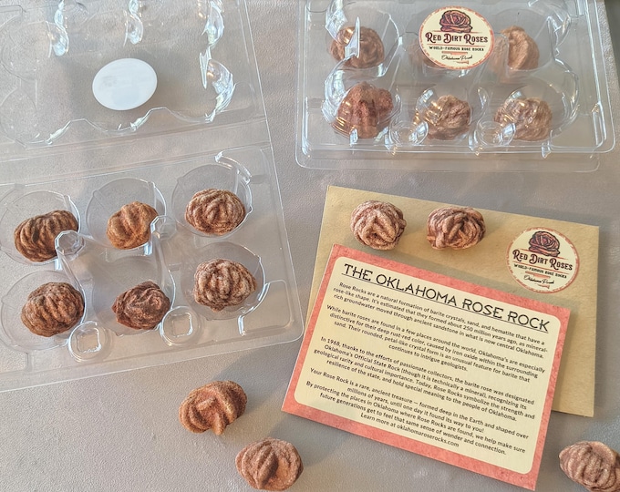 Oklahoma Rose Rocks: Carton of 6 Natural Barite Rosette Minerals