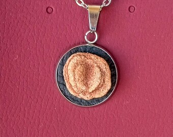 Oklahoma Barite Rose Stainless Steel Necklace  - Natural Oklahoma Rose Rock Pendant
