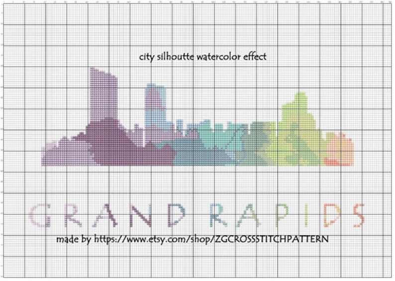 Custom City Skyline Cross Stitch Pattern CS27 Grand Rapids, CS202 Ann ...