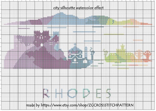 Custom City Skyline Cross Stitch Pattern CS225 Rhodes, CS117 Santorini ...