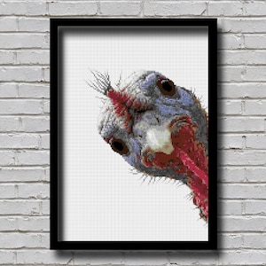 Peek26 Cross Stitch Pattern Peek A Turkey Printable Peeking Farm Animal Digital Pattern Modern Decor Hidden Cute Sneaky Turkey Pattern