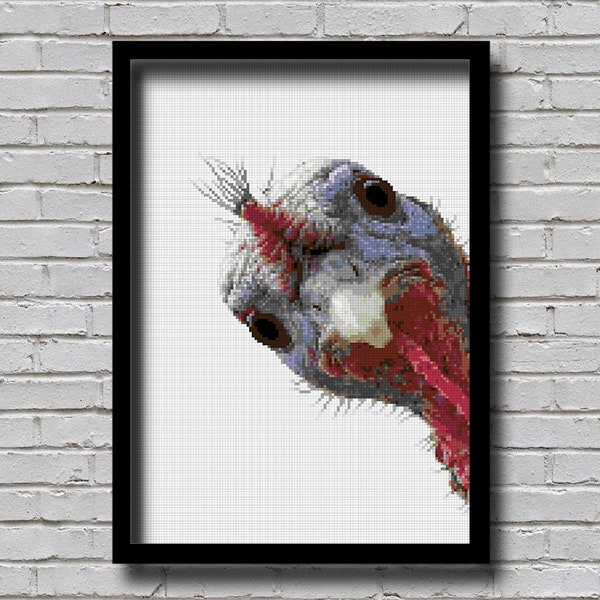 Cross Stitch Pattern Peek A Turkey Printable Peeking Farm Animal Digital Pattern Modern Decor Hidden Cute Sneaky Turkey Pattern