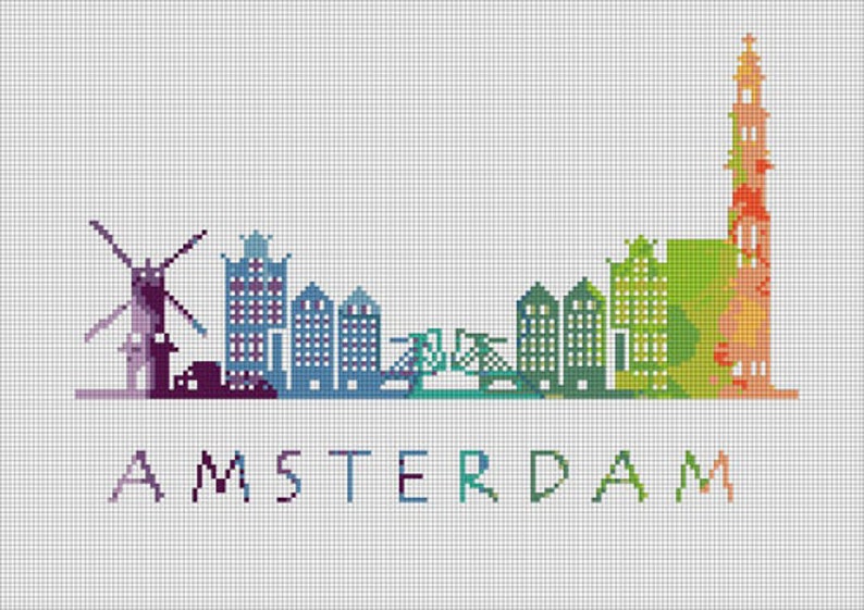 Cross Stitch Pattern Amsterdam Netherlands Europe City Etsy