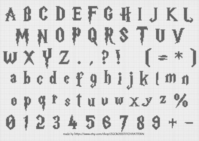 Harry Potter Cross Stitch Font - Cross Stitch Patterns