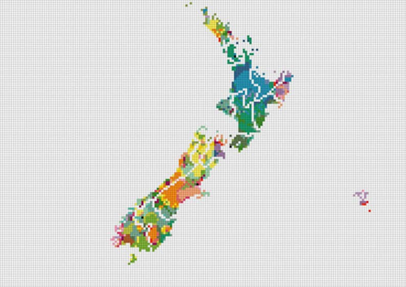 May include: A colorful map of New Zealand with different shades of green, blue, yellow, and orange representing different regions.