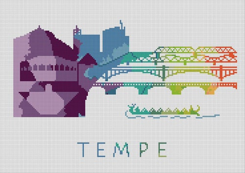 Custom City Skyline Cross Stitch Pattern Tempe, Mesa Silhouette Arizona ...