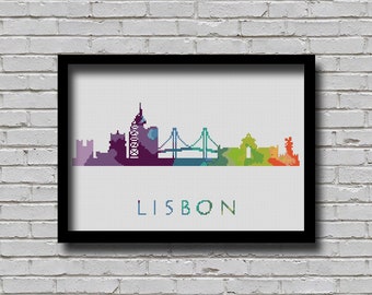 CS131 Lisbon Cross Stitch Pattern Portugal City Skyline Xstitch