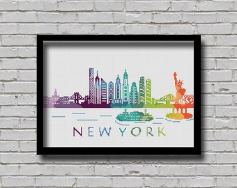New York City Cross Stitch Pattern City NYC Skyline Art xstitch Diy Chart