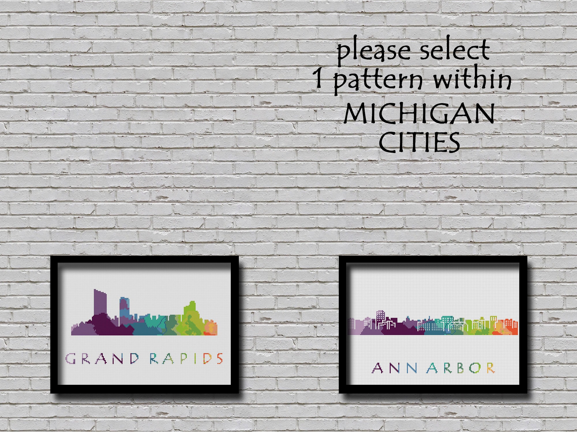 Custom City Skyline Cross Stitch Pattern CS27 Grand Rapids, CS202 Ann ...